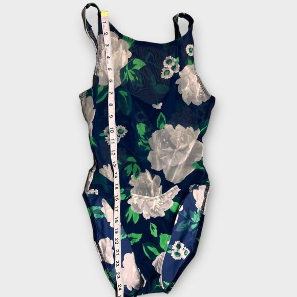 Anne Cole Sheer Blue Floral One Piece with Bandeau Size 6 - Picture 7 of 10